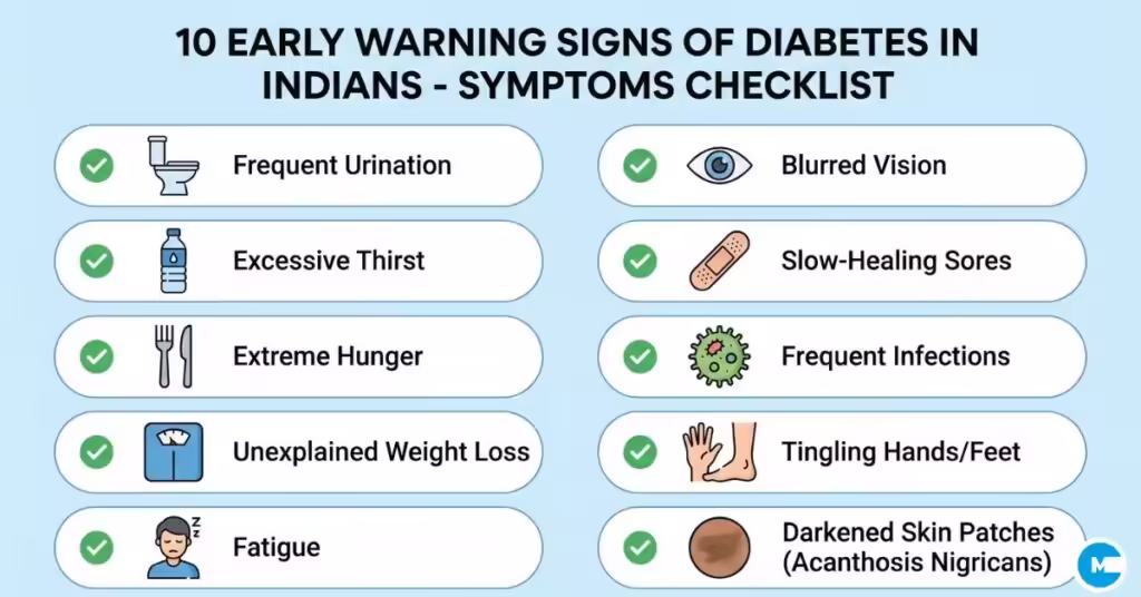 10 early warning signs of diabetes in Indians - symptoms checklist