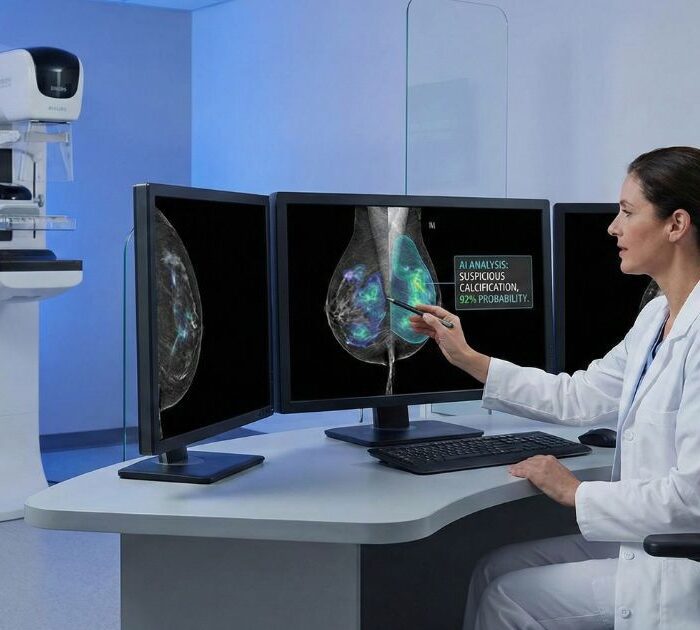 AI artificial intelligence analyzing mammogram breast cancer screening technology