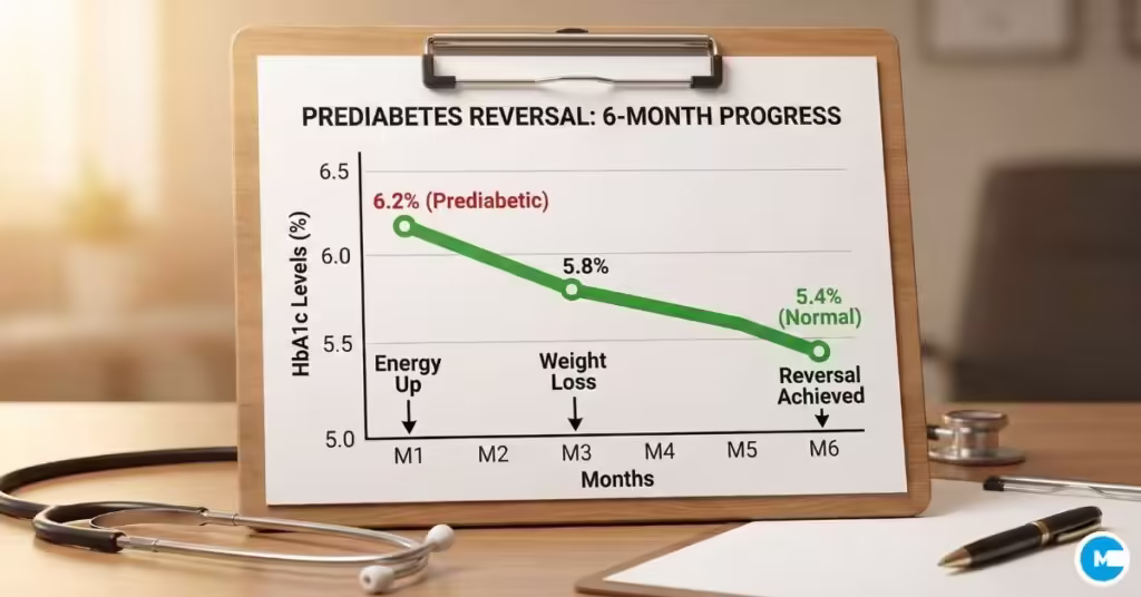 Prediabetes reversal progress chart - tracking blood sugar improvement
